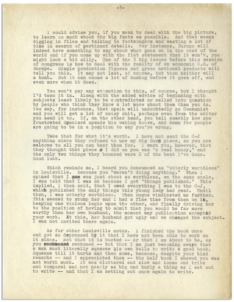 Hunter Thompson 4pp. Letter Signed -- ''you'll have to pardon me for not having the faintest idea what the fuck a trump card is'' & ''a man must literally squeeze his own balls to write a good book''